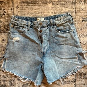 We the free free people denim shorts distressed cut off shorts size 27 festival